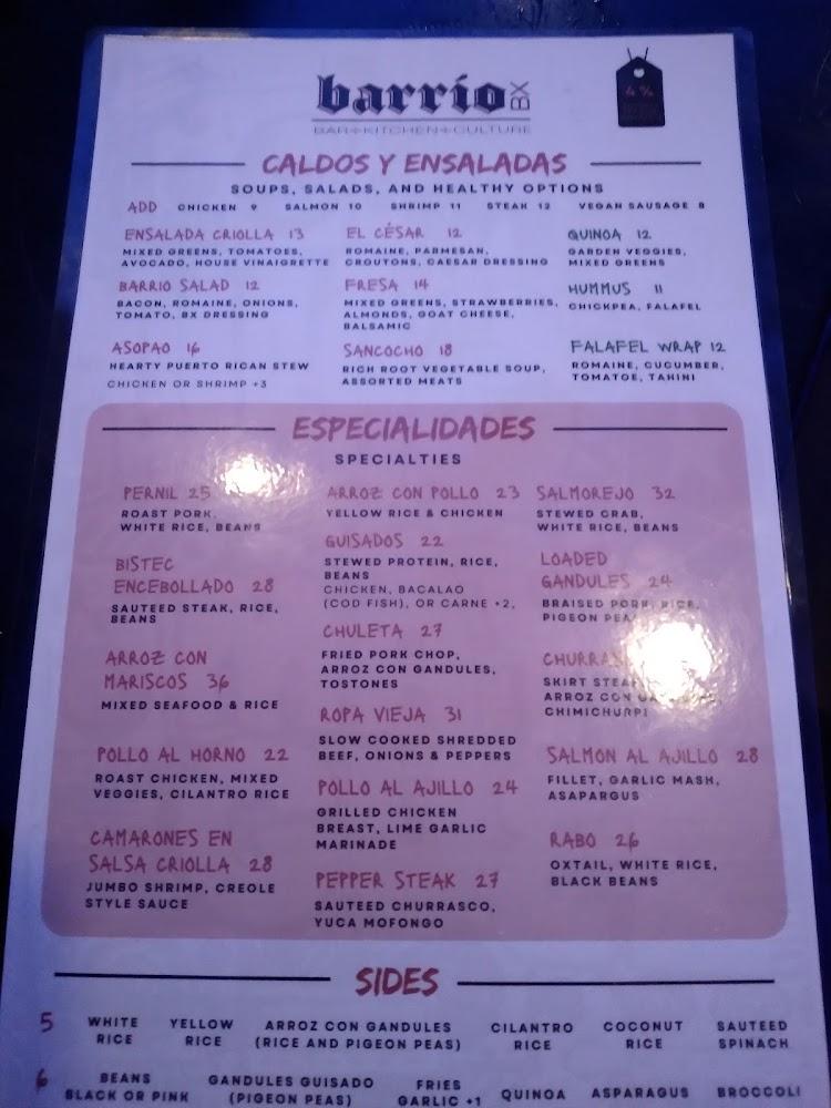 Barrio BX Menu image 2