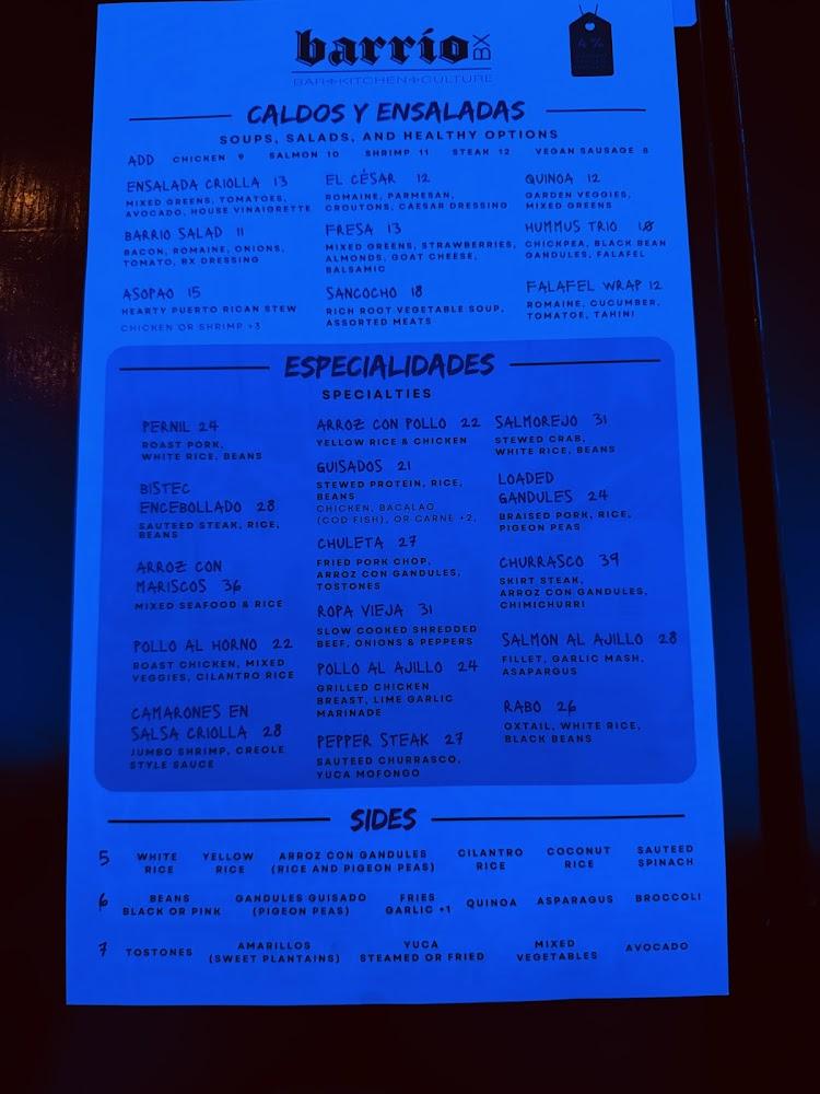 Barrio BX Menu image 4